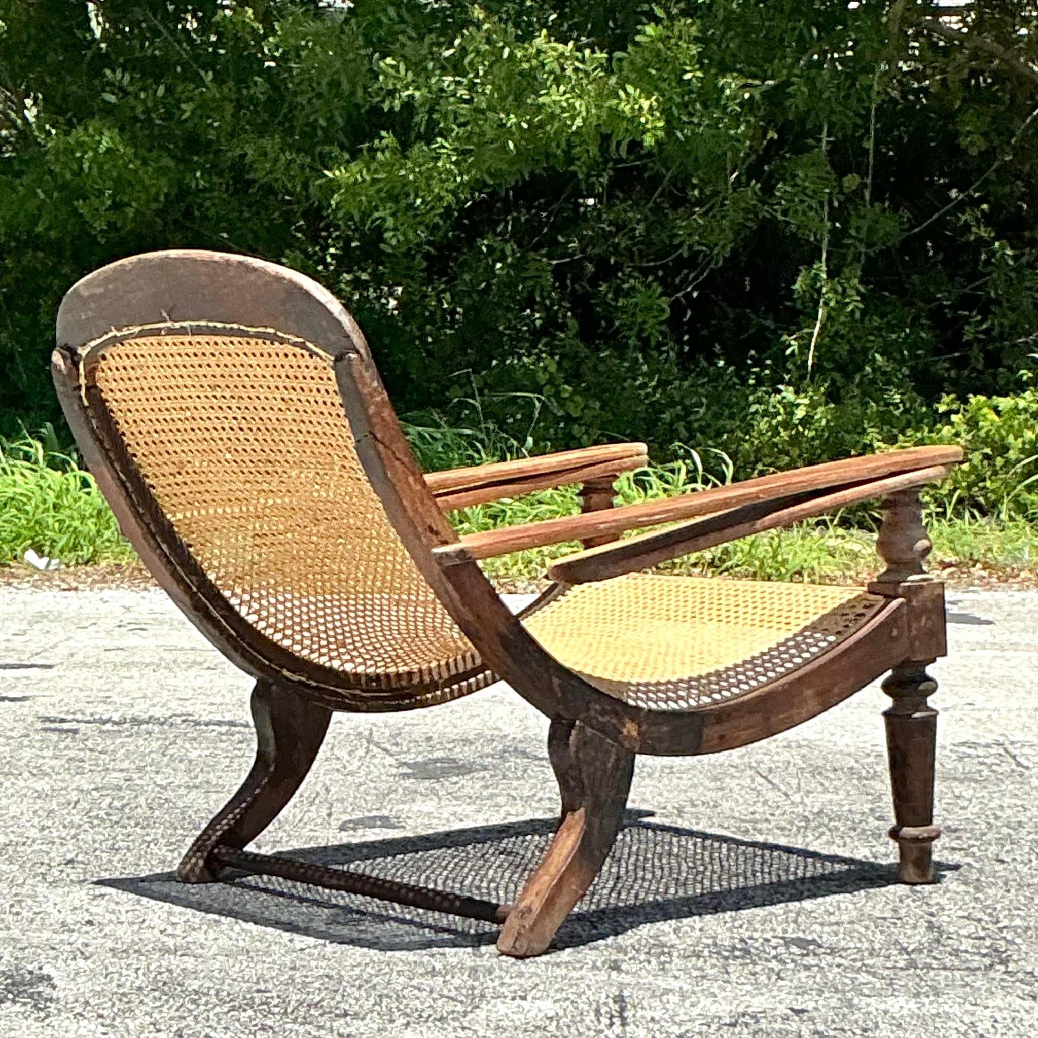 Philippine Vintage Boho Cane Plantation Chair