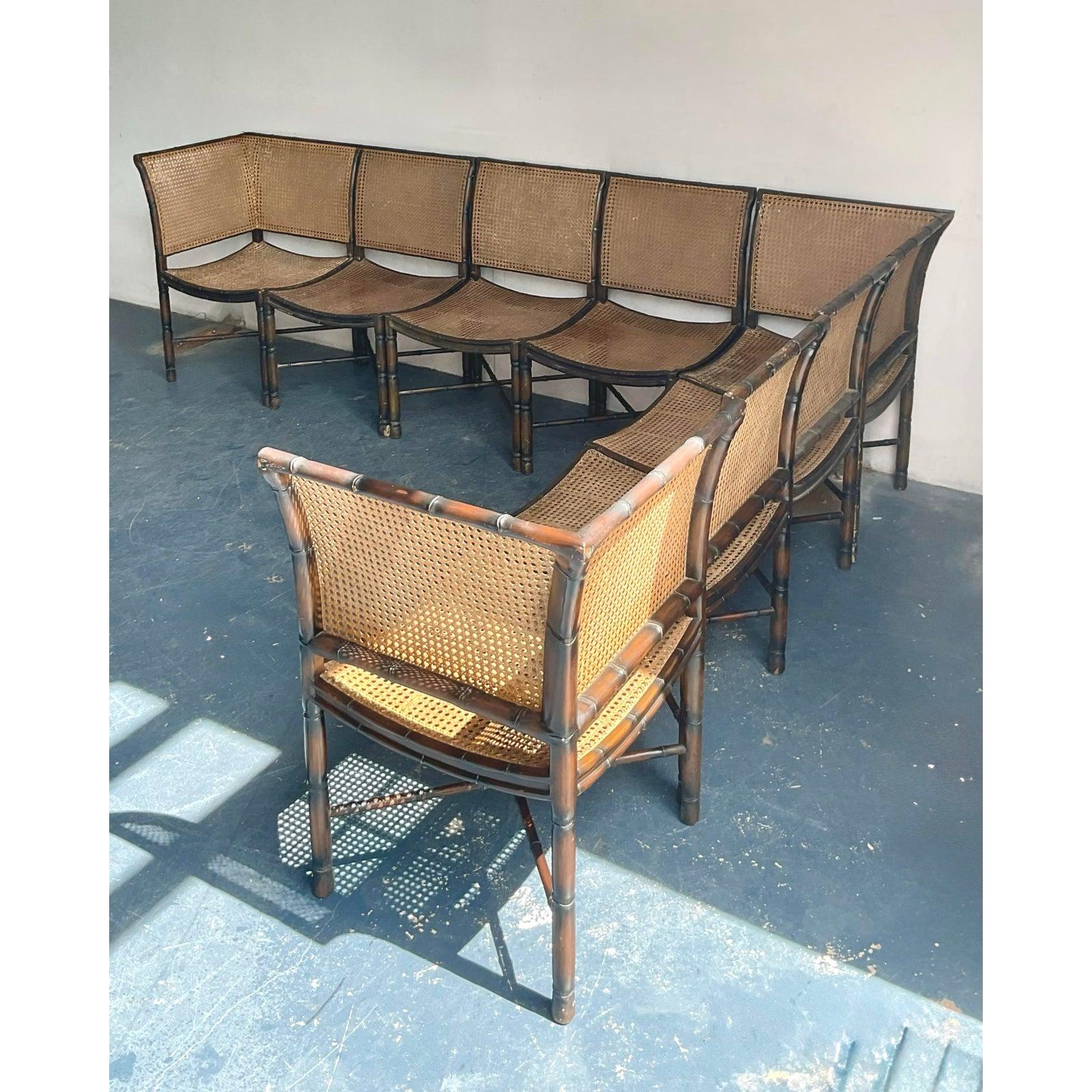 Philippin Canapé sectionnel vintage Boho Cane After Palecek en vente