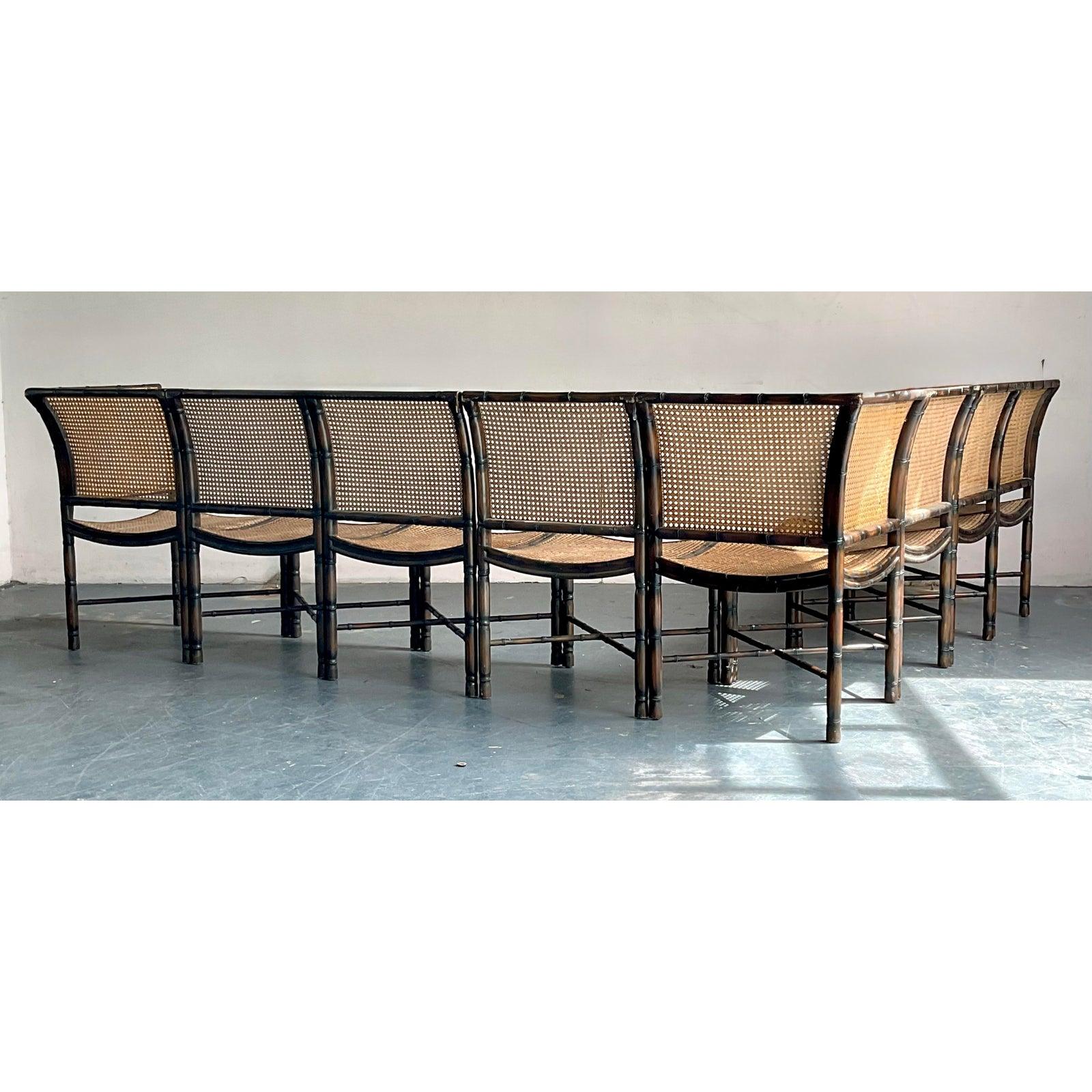 20ième siècle Canapé sectionnel vintage Boho Cane After Palecek en vente