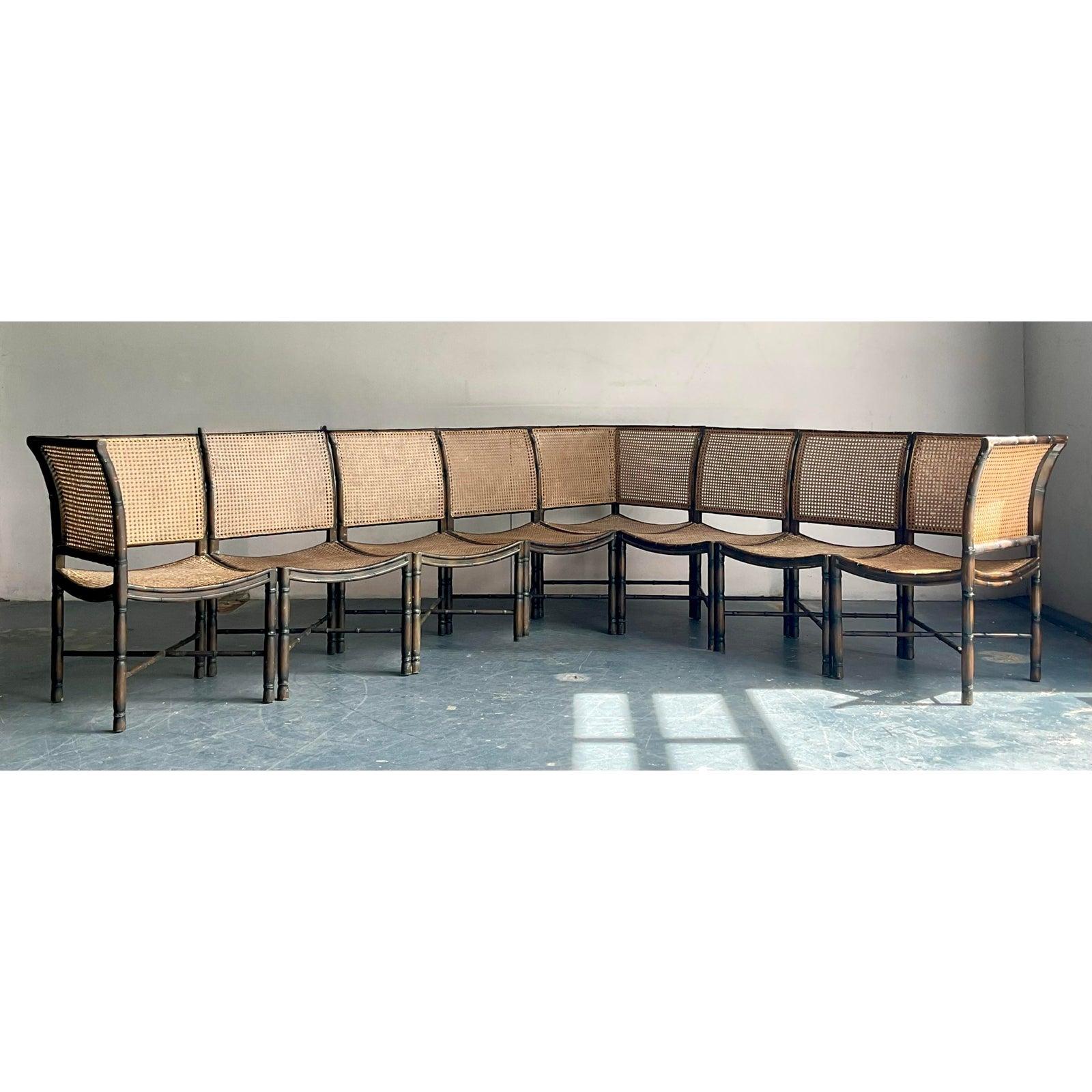 Canapé sectionnel vintage Boho Cane After Palecek en vente 1
