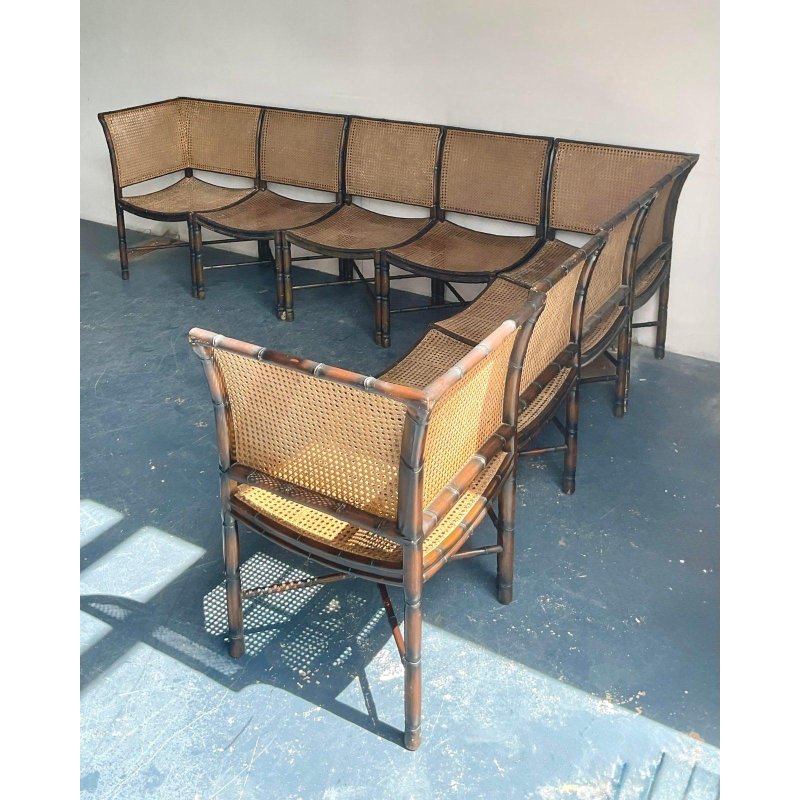 Canapé sectionnel vintage Boho Cane After Palecek en vente 3