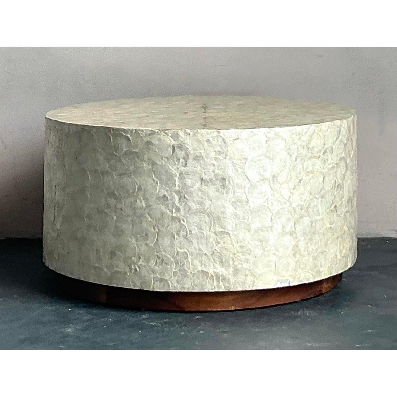 Coquillage Table basse vintage Boho Capiz Shell en vente