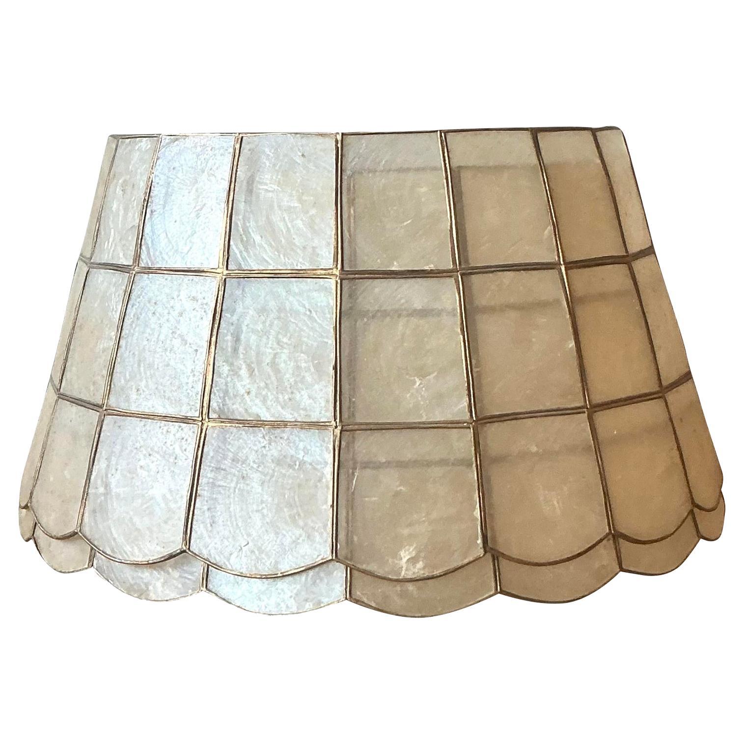 Vintage Boho Capiz Shell Lampshades - A Pair For Sale