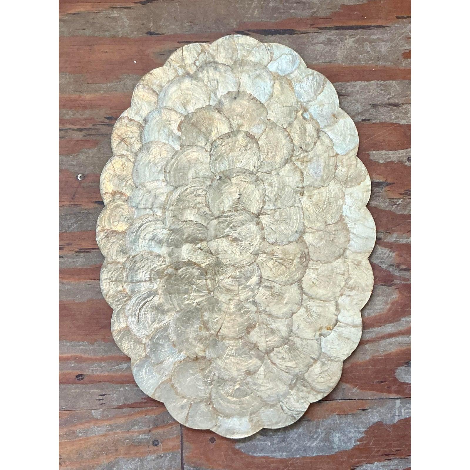 Organic Modern Vintage Boho Capiz Shell Placemats - Set of 8 For Sale