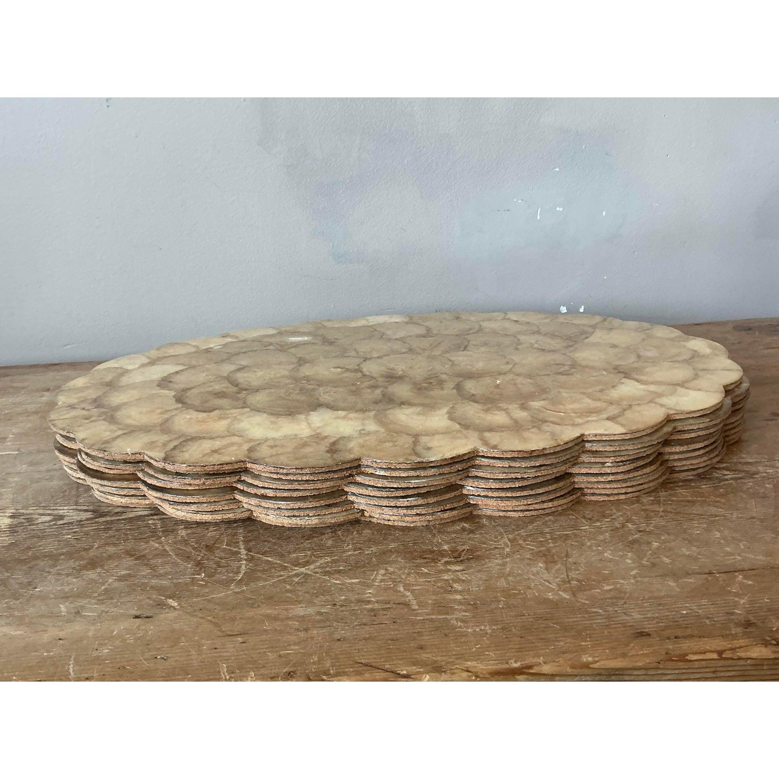 Philippine Vintage Boho Capiz Shell Placemats - Set of 8 For Sale