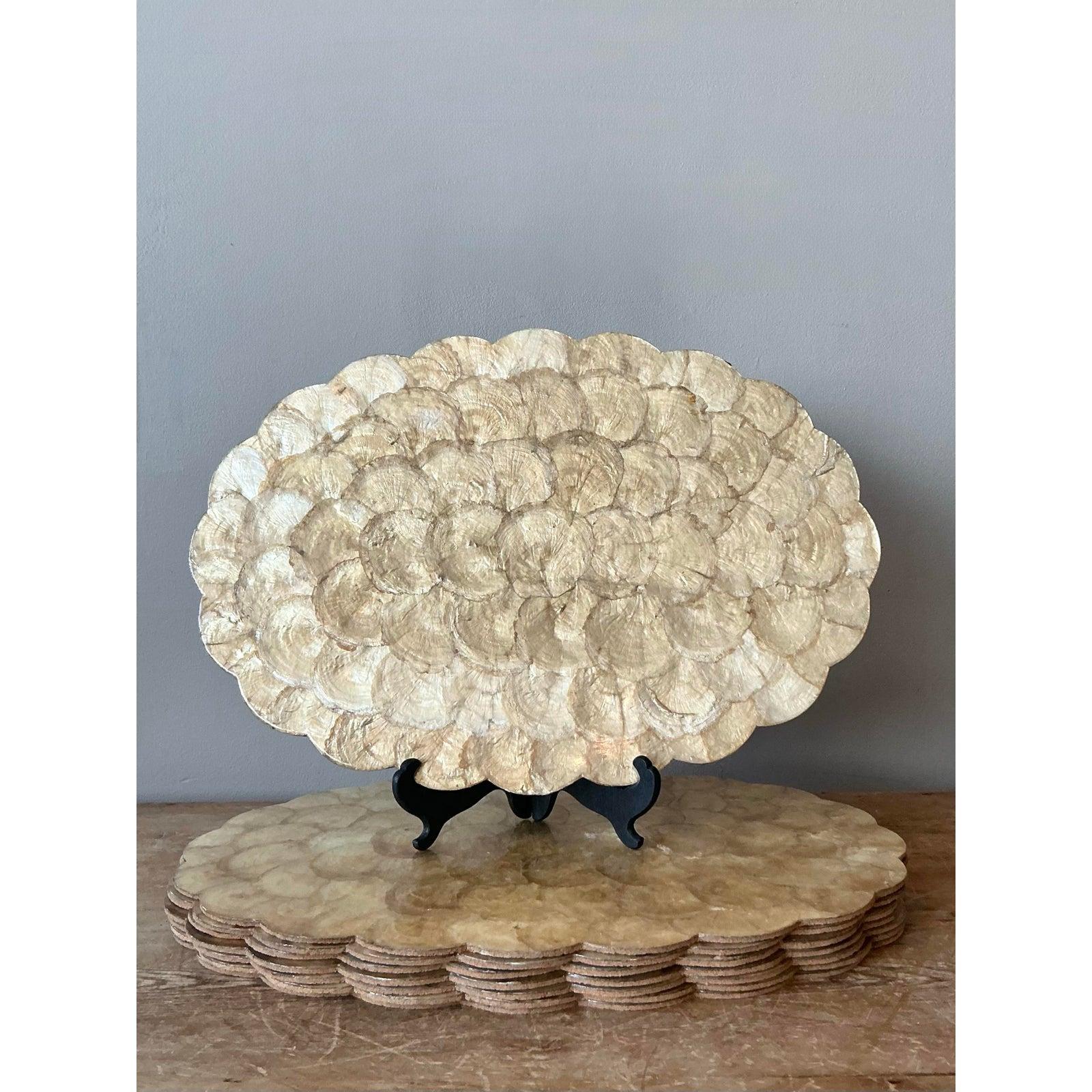 Vintage Boho Capiz Shell Placemats - Set of 8 For Sale 2