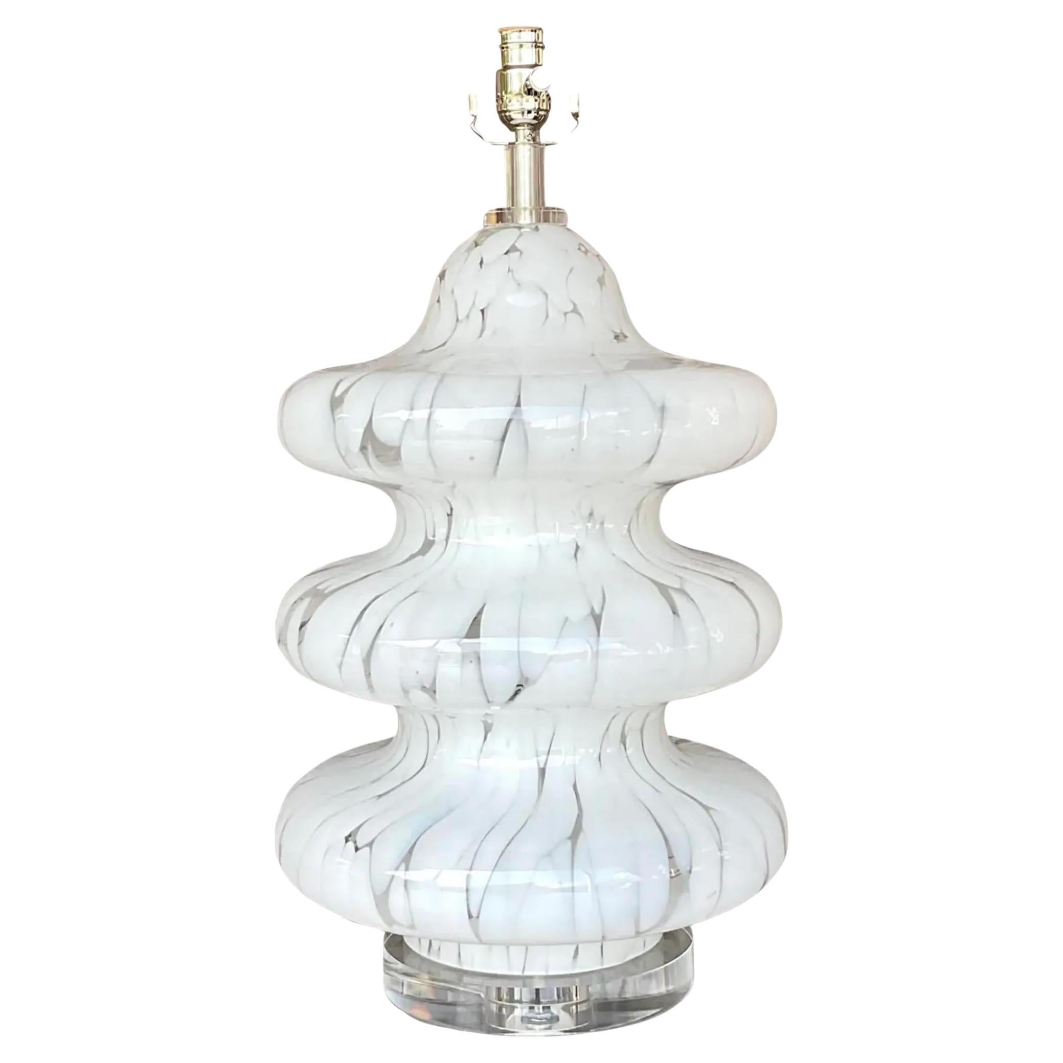 Vintage Boho Carlo Nason for Mezzega Murano Glass Three Tier Lamp