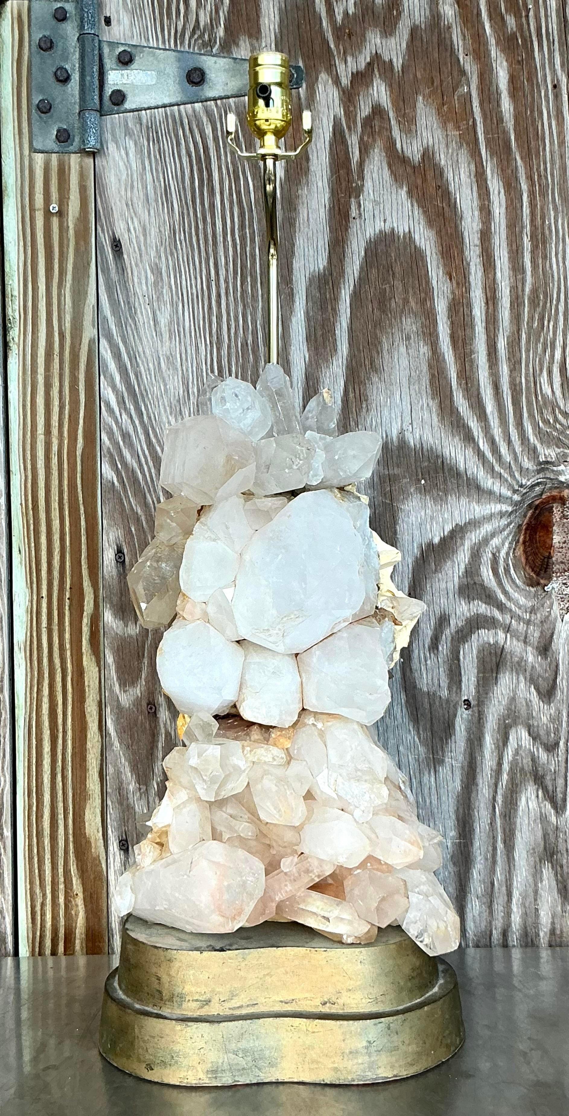 Mid-Century Modern Vintage Boho Carole Stupell Crystals Lamp For Sale