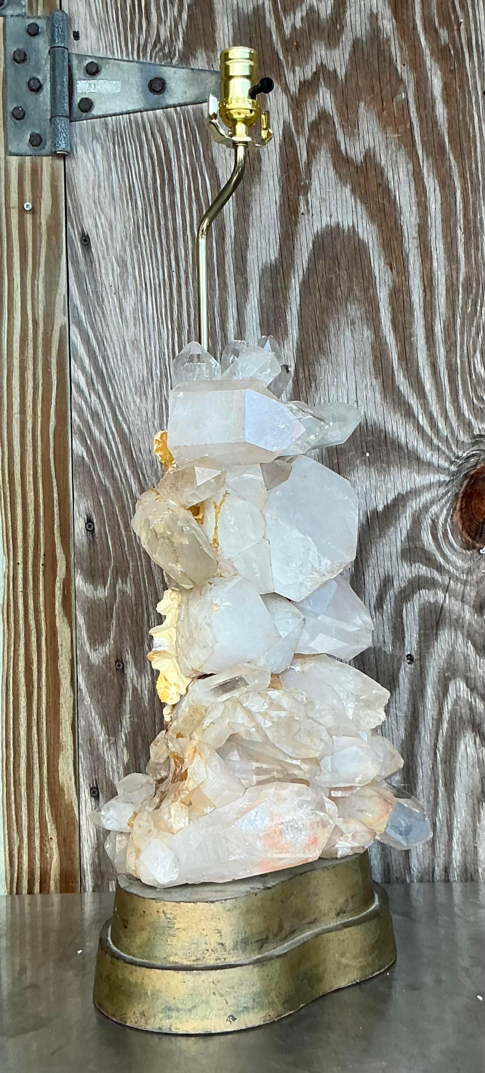 Vintage Boho Carole Stupell Crystals Lamp In Good Condition For Sale In west palm beach, FL
