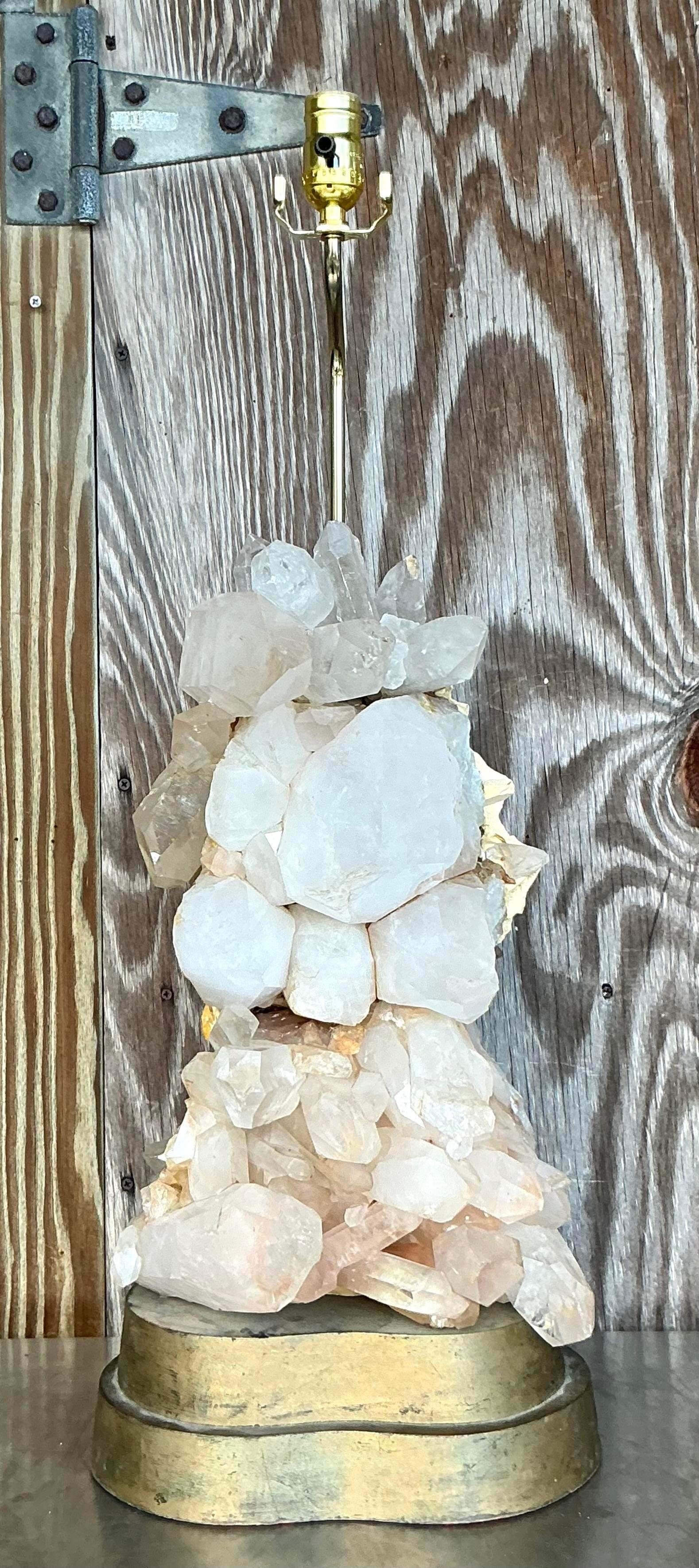 20th Century Vintage Boho Carole Stupell Crystals Lamp For Sale