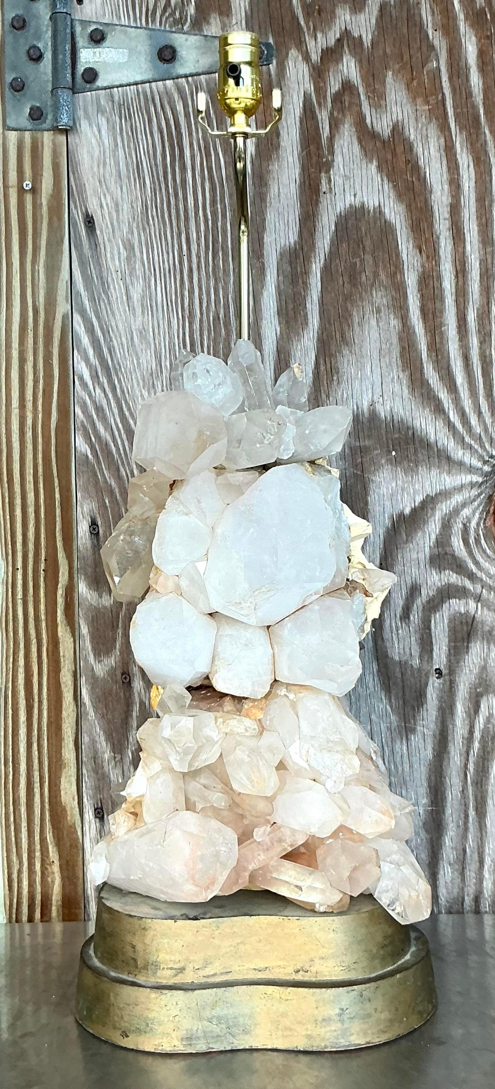 Metal Vintage Boho Carole Stupell Crystals Lamp For Sale