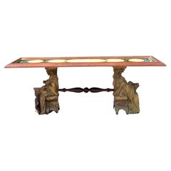 Antique Boho Carved Angel Coffee Table