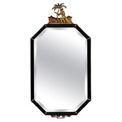 Vintage Boho Carved Bamboo Gilt Tipped Mirror