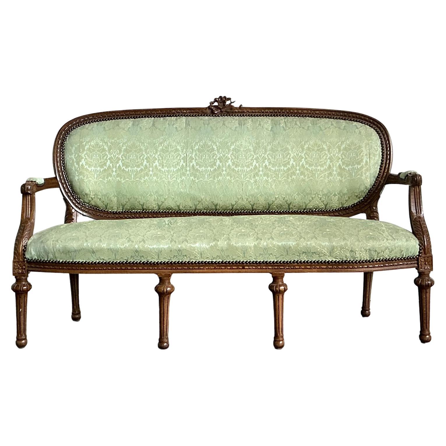 Vintage Boho Carved Canape Sofa For Sale