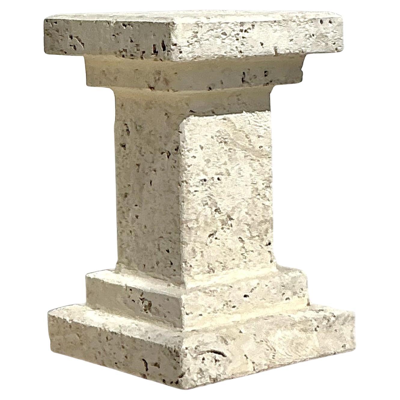 Vintage Boho Carved Coquina Pedestal For Sale