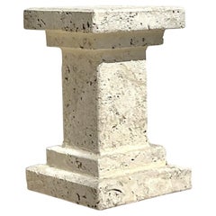 Vintage Boho Carved Coquina Pedestal