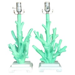 Vintage Boho Carved Coral Branch Lamps - a Pair Vintage Boho Carved Coral Branch Lamps - a Pair