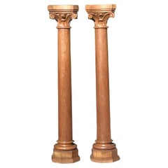 Vintage Boho geschnitzt Corinthian Wood Pedestals - Ein Paar