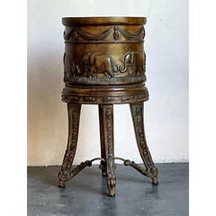 Vintage Boho Carved Elephant Plant Stand