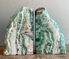 Vintage Boho Carved Fluorite Bookend- a Pair