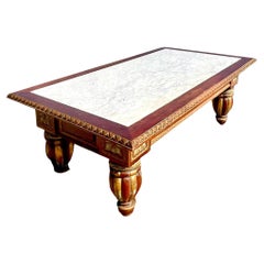 Vintage Boho Carved Library Table