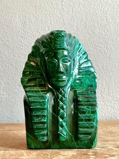 Vintage Boho Carved Malachite King Tut