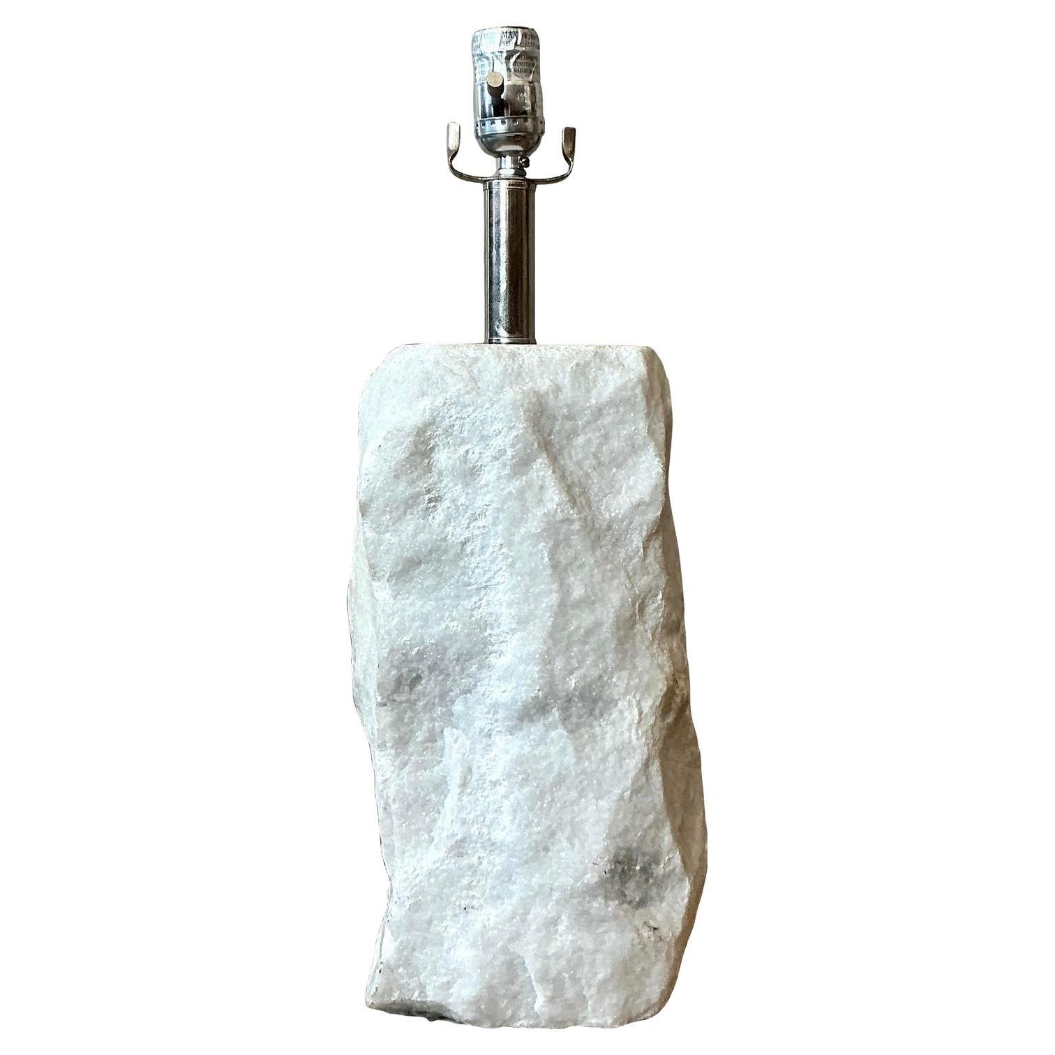 Vintage Boho Carved Marble Lamp For Sale