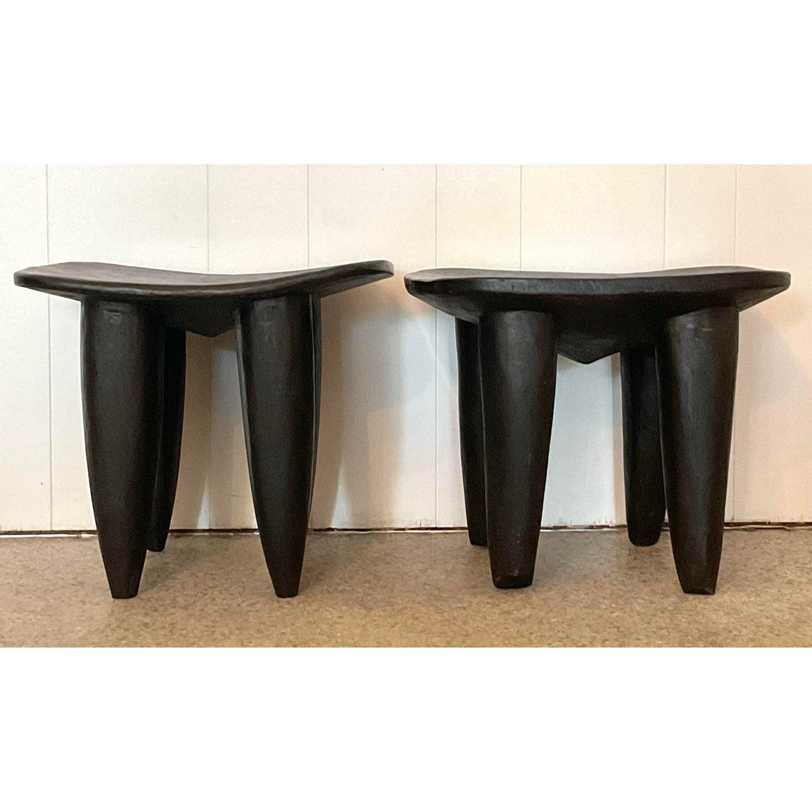 Vintage Boho geschnitzt Senufo Hocker - Satz von 2 im Angebot 4