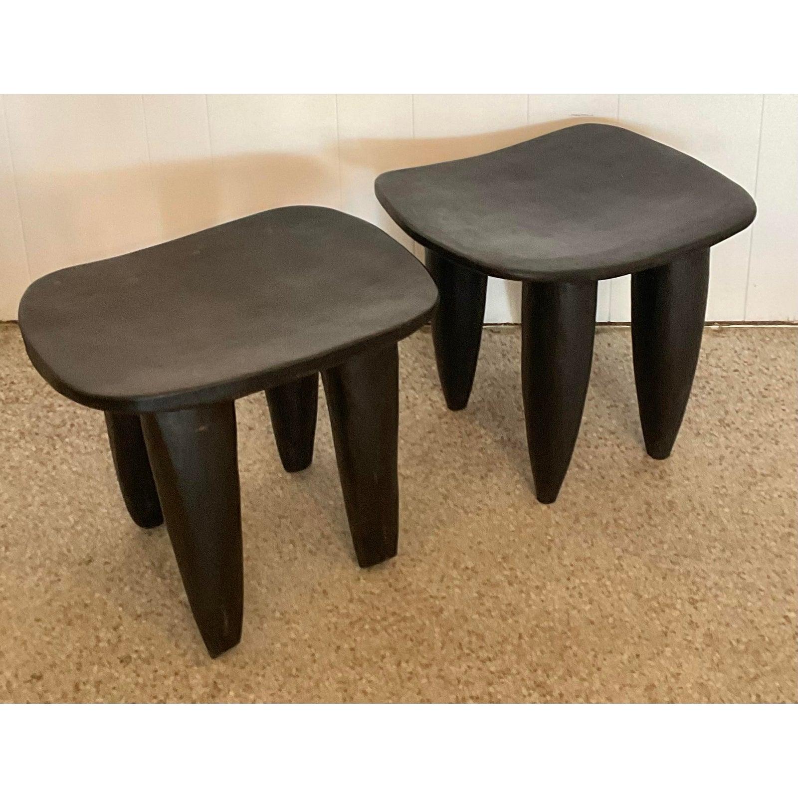 Vintage Boho geschnitzt Senufo Hocker - Satz von 2 im Angebot 5