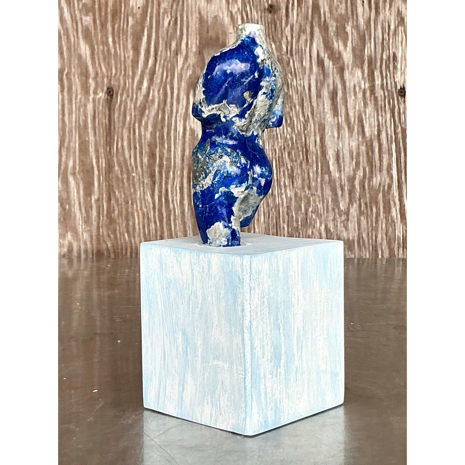 Escultura de torso femenino vintage boho tallada en piedra Estadounidense en venta