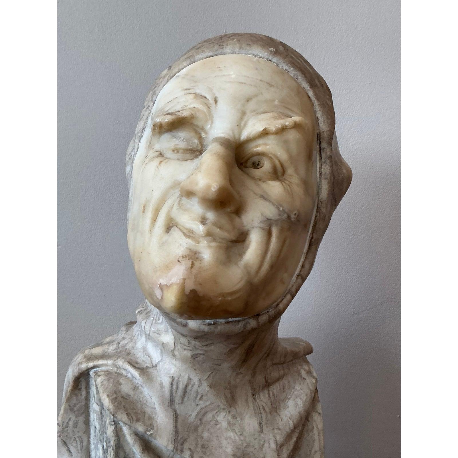 Francese Scultura Mephisto vintage in pietra intagliata in stile boemo in vendita