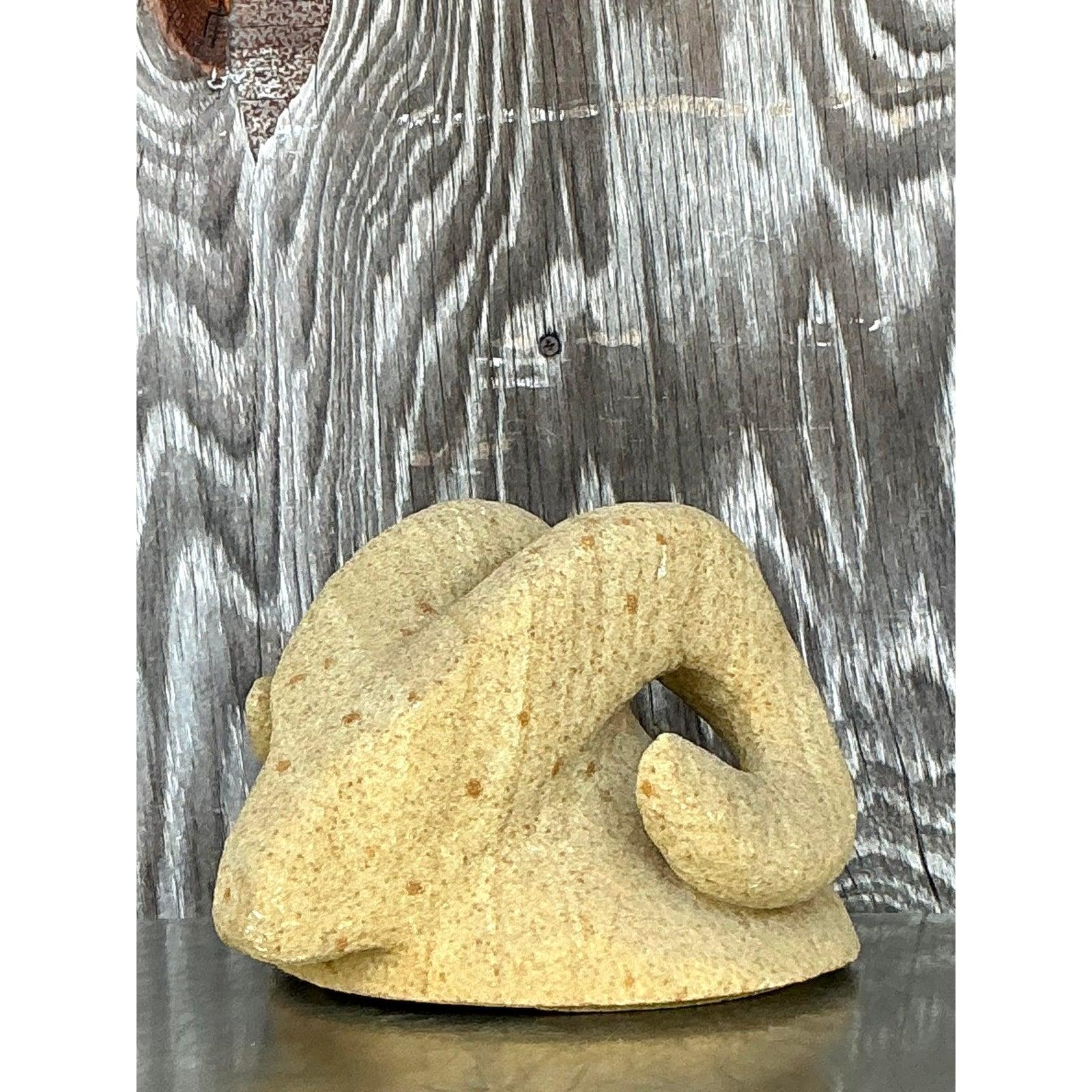 Brutalismo Vintage A. Stone con testa di ariete intagliata in stile bohémien in vendita