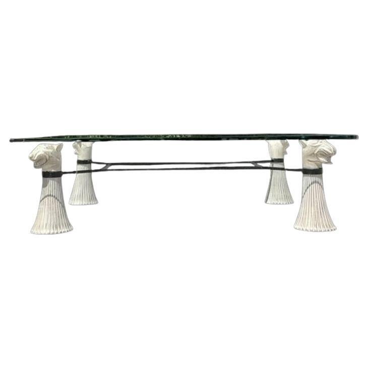 Vintage Boho geschnitzt Tiger Couchtisch