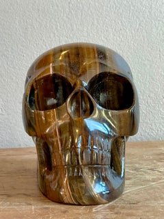 Vintage Boho Carved Tiger's Eye Skull