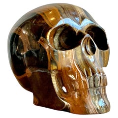 Vintage Boho Carved Tiger
s Eye Skull