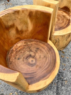 Vintage Boho Carved Tree Trunk Chair