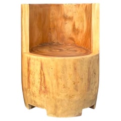 Vintage Boho Carved Tree Trunk Chair