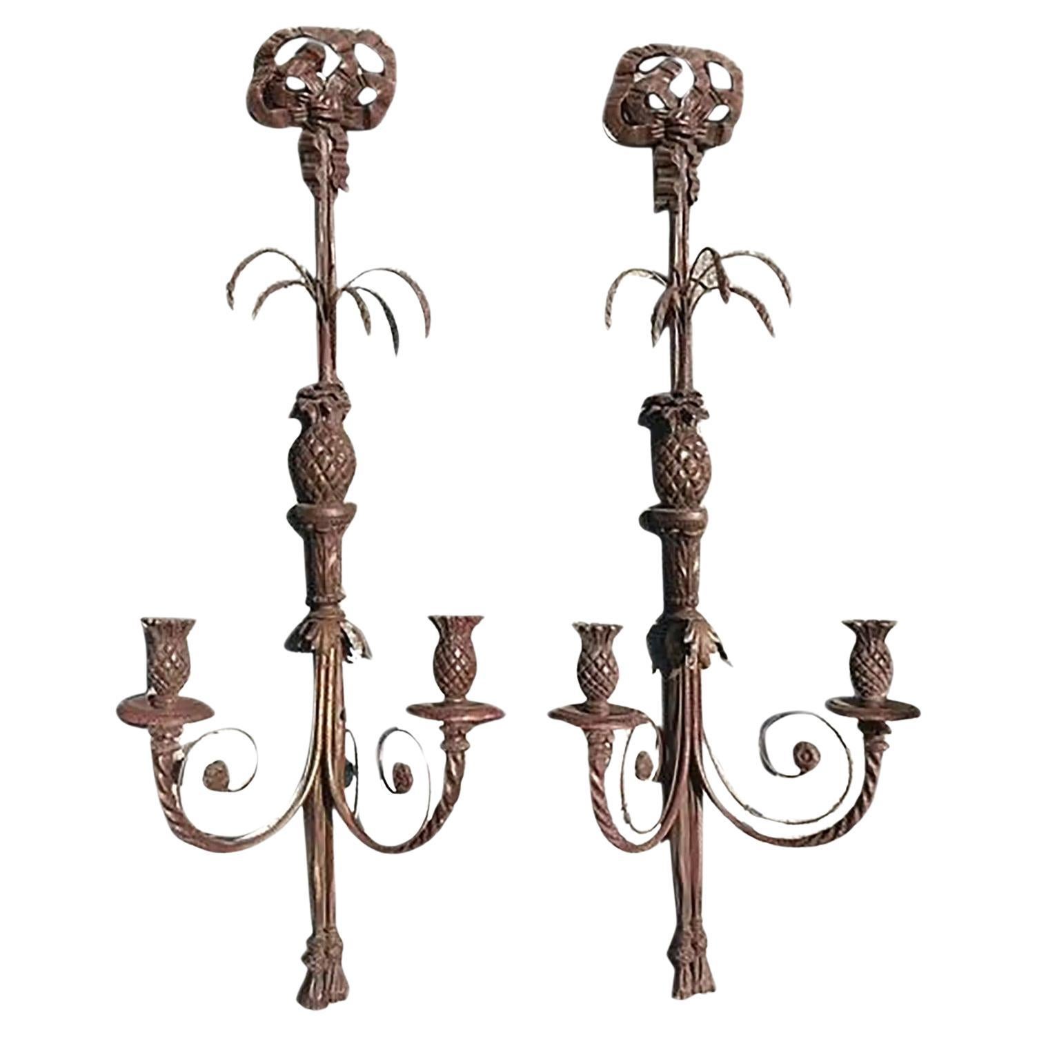 Vintage Boho geschnitzt Wood Candle Sconces - ein Paar
