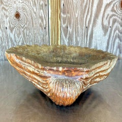 Vintage Boho Carved Wood Clam Shell