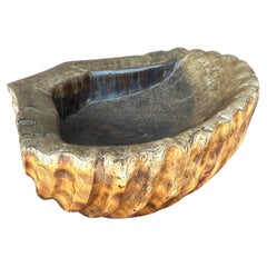 Vintage Boho Carved Wood Clam Shell