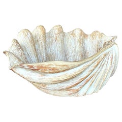 Vintage Boho Carved Wood Clam Shell