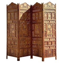 Paravento vintage in legno intagliato Boho Foldes