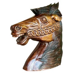 Vintage Boho Carved Wood Horse Head