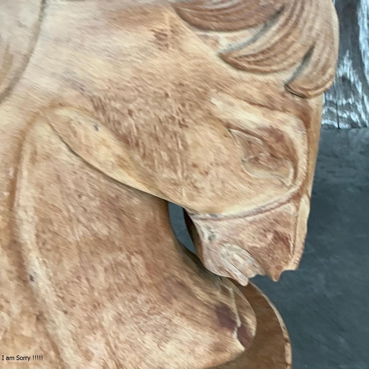 Vintage Boho Carved Wood Horse Head Low Stool In Good Condition For Sale In west palm beach, FL
