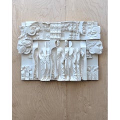 Vintage Boho Carved Wood Panel of Man