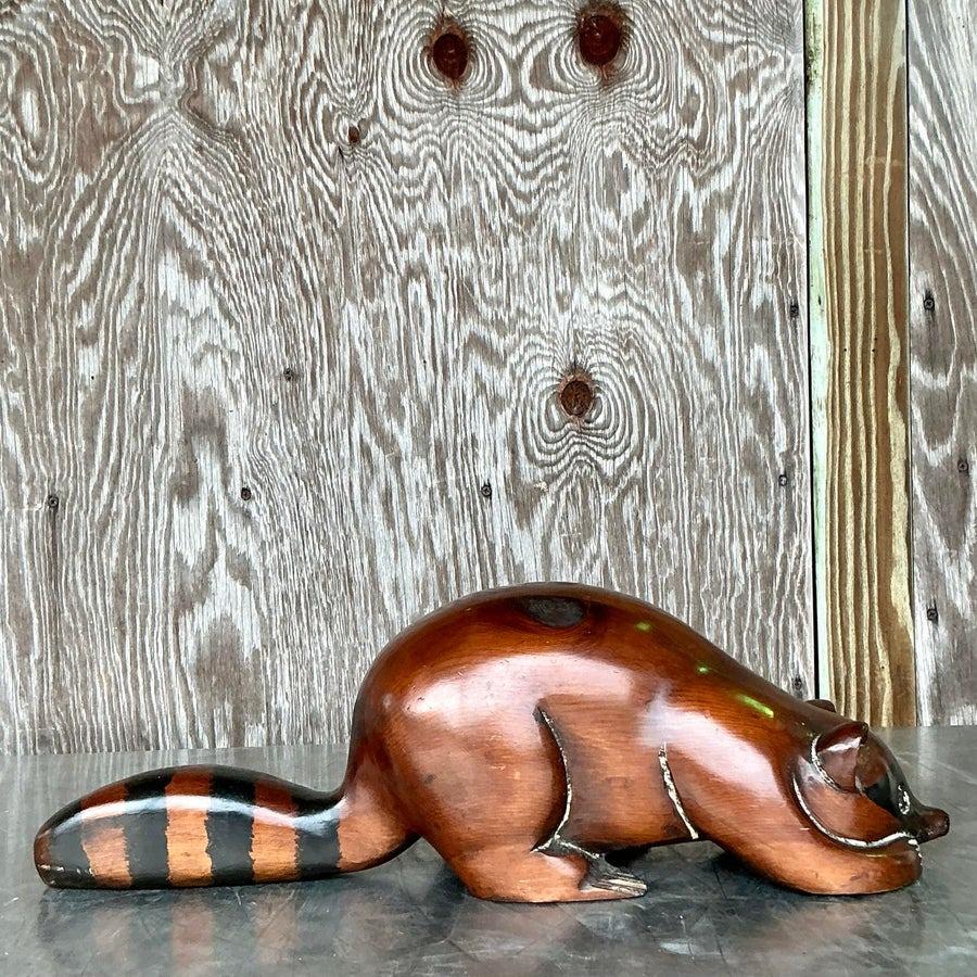 Americano Procione in legno intagliato vintage Boho in vendita