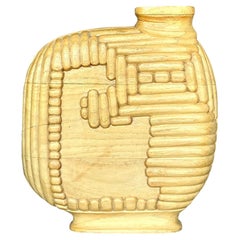 Vintage Boho Carved Wood Vase