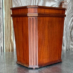 Papelera Vintage Boho de Madera Tallada
