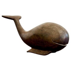 Vintage Boho Carved Wood Whale