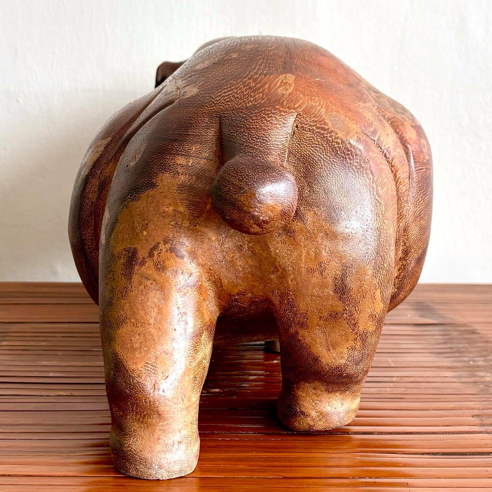 Vintage Boho geschnitzt hölzerne Nilpferd im Angebot 2